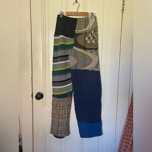 RCYCLD patch work sweater pants. Made from recycled sweaters.